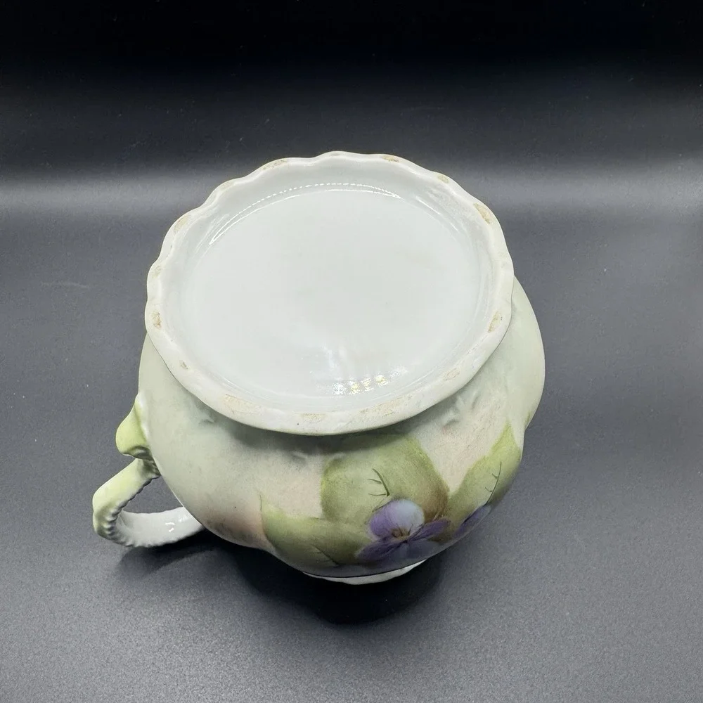 Vintage 1981 Hand-Painted Floral Porcelain Large Creamer Milk Pitcher